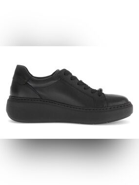 Gabor 73.254.27 Schwarz -Black Platform Leather Sneaker - Women's Casual Shoe